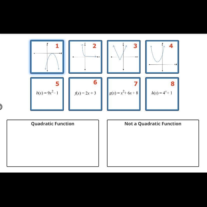 Can somebody please help me. I have to classify if the graph or equation is quadratic-example-1