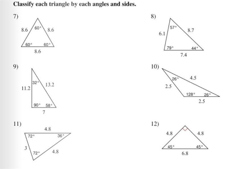 Please help me label each triangle based on its angles and sides.-example-1