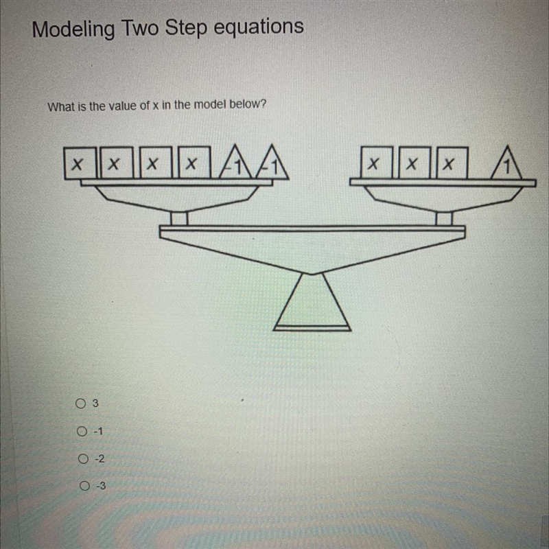 What is the value of x in the model below? x x x AA X х Х O 3 O-1 0-2 O-3 ​-example-1