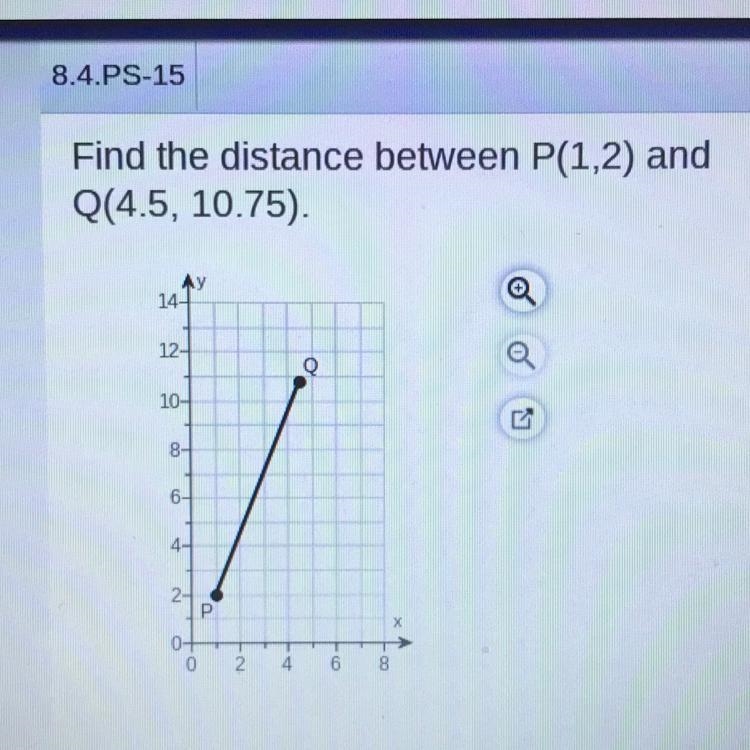 "Find the distance between P (1,2) and Q (4.5, 10.75) The distance between P-example-1