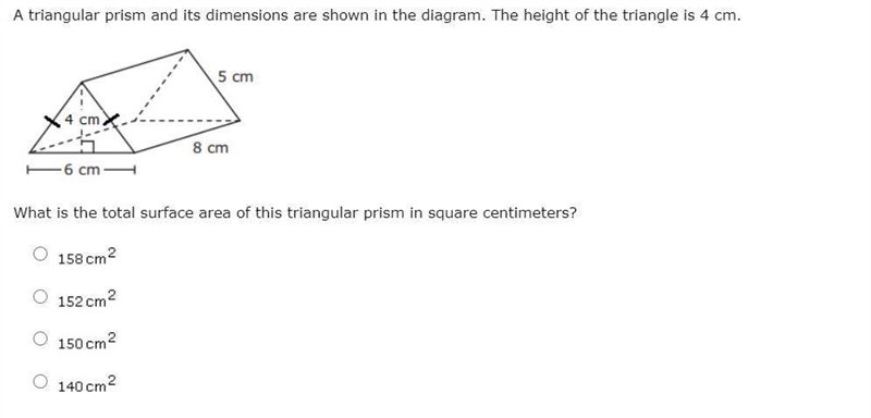 A triangular prism and its dimensions are shown in the diagram. The height of the-example-1