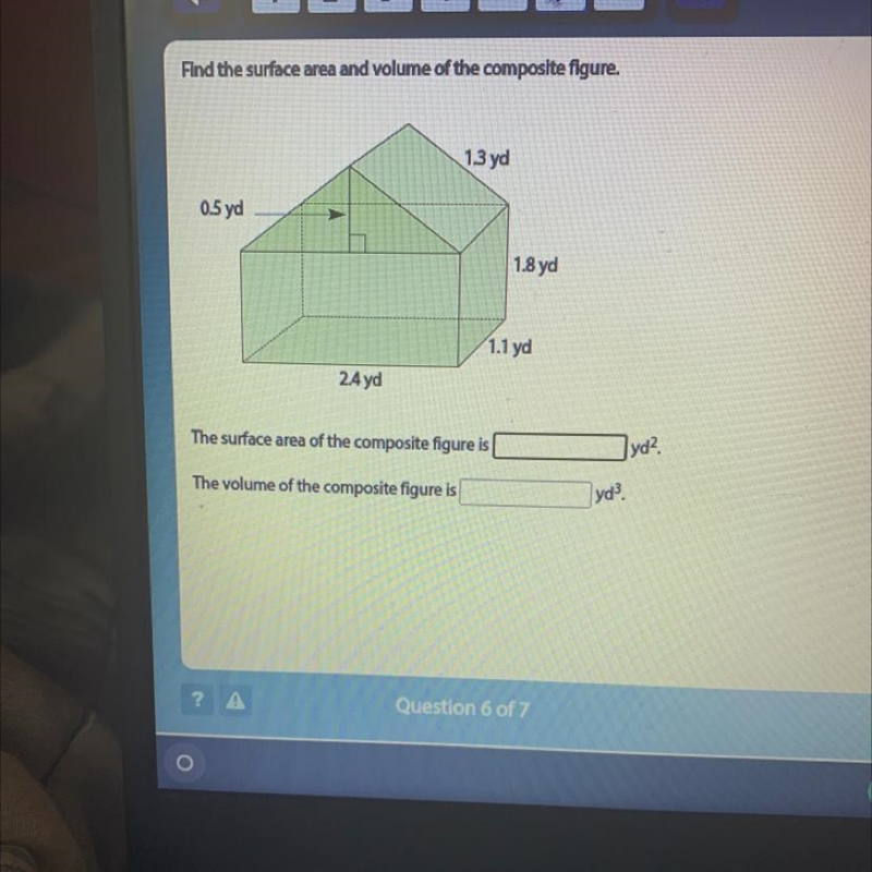 Find the surface area and volume of the composite figure.-example-1