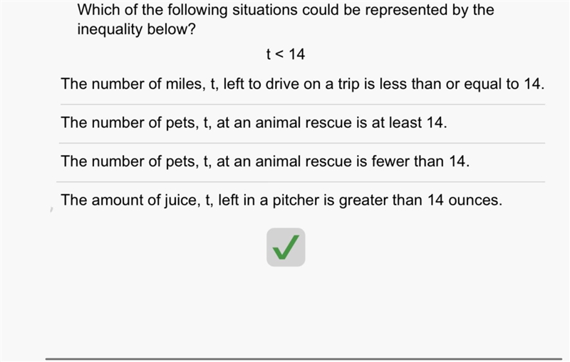 Which of the following situations could be represented by the inequality below? t-example-1