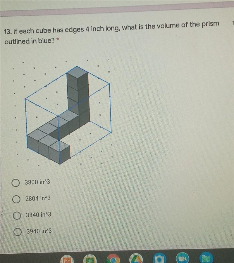 If each Cube has edges 4 inch long what is the volume of the prism outlined in blue-example-1