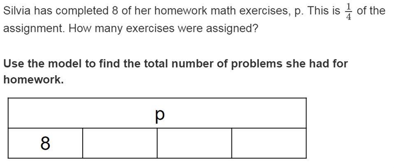 Silvia has completed 8 of her homework math exercises, p. This is 14 of the assignment-example-1