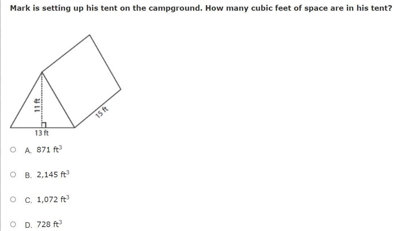 PLEASE HELP FAST! Mark is setting up his tent on the campground. How many cubic feet-example-1