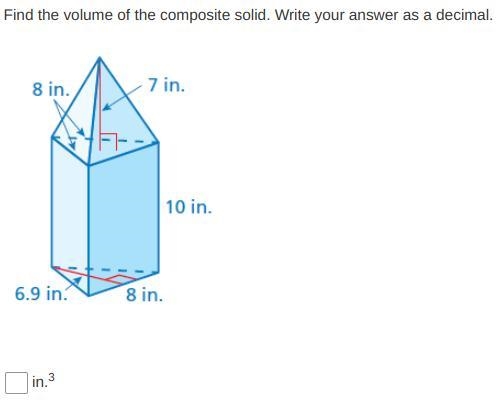 Find the volume of the composite solid. Write your answer as a decimal.-example-1