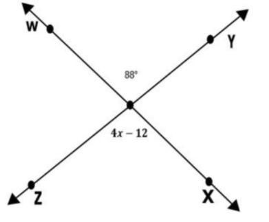 WX intersects YW at point Q. What is the value of x in degrees?-example-1