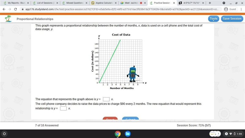 This graph represents a proportional relationship between the number of months, x-example-1