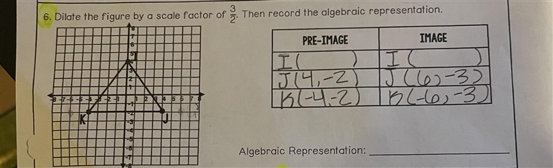 I have done J and K but I just Need I and the Algebraic Representation-example-1