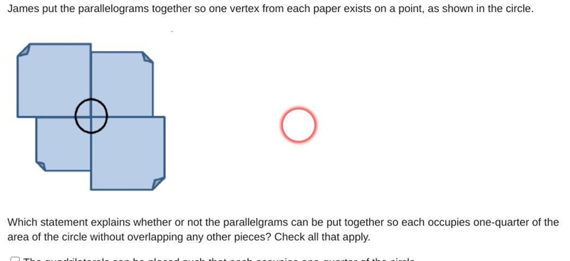 James cut out four parallelograms, the dimensions of which are shown below. Parallelogram-example-2