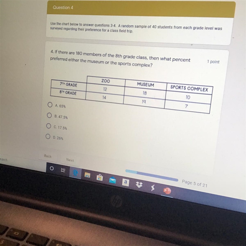 If there are 180 members of the 8th-grade class, what percent preferred either the-example-1