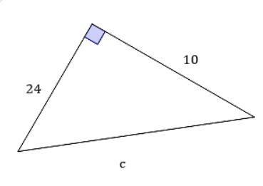 44. Find the length of the hypotenuse, c in this triangle. Give the answer in the-example-1