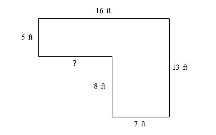 Find the missing side length. Assume that all intersecting sides meet at right angles-example-1