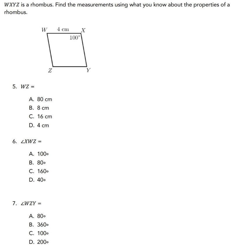 Measurement of a rhombus-example-1