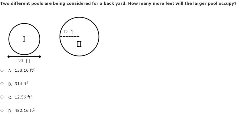 I NEED HELP FAST! Two different pools are being considered for a back yard. How many-example-1