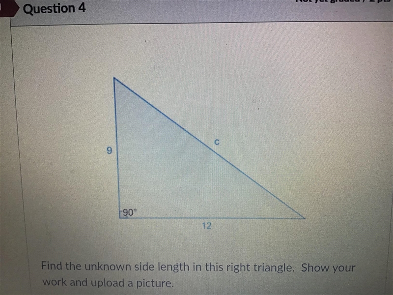 Can anyone help me find the unknown side length in this right triangle.-example-1