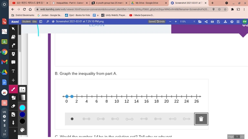 B. Graph the inequality from part A.-example-1