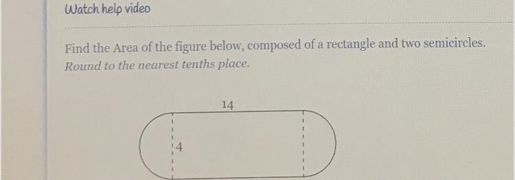 Find the Area of the figure below, composed of a rectangle and two semicircles. Round-example-1