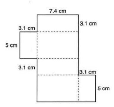 Above is the net of a rectangular prism. Find the surface area ________ square cm-example-1