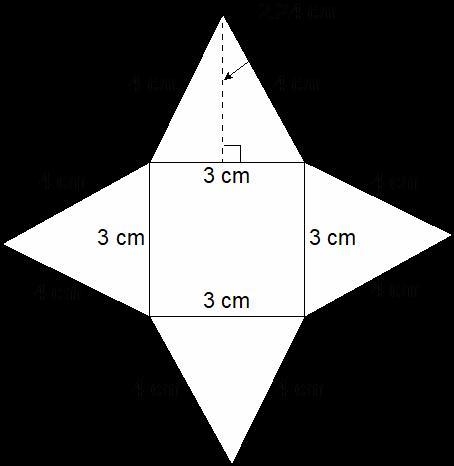 1. Consider the surface area of the following pyramid. (a) Calculate the total surface-example-1