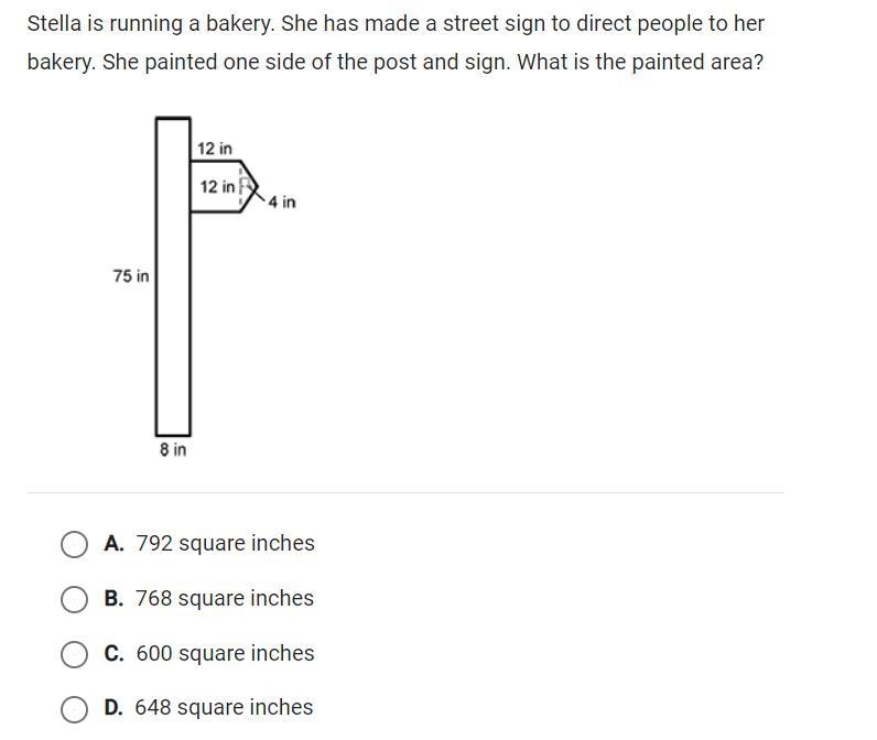 Stella is running a bakery. She has made a street sign to direct people to her bakery-example-1