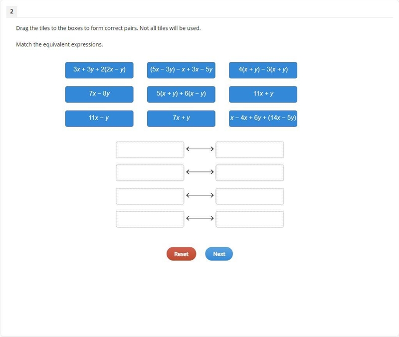 Drag the tiles to the boxes to form correct pairs. Not all tiles will be used. Match-example-1