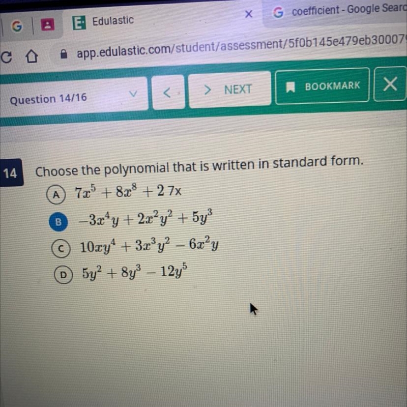 Choose the polynomial that is written in standard form.-example-1