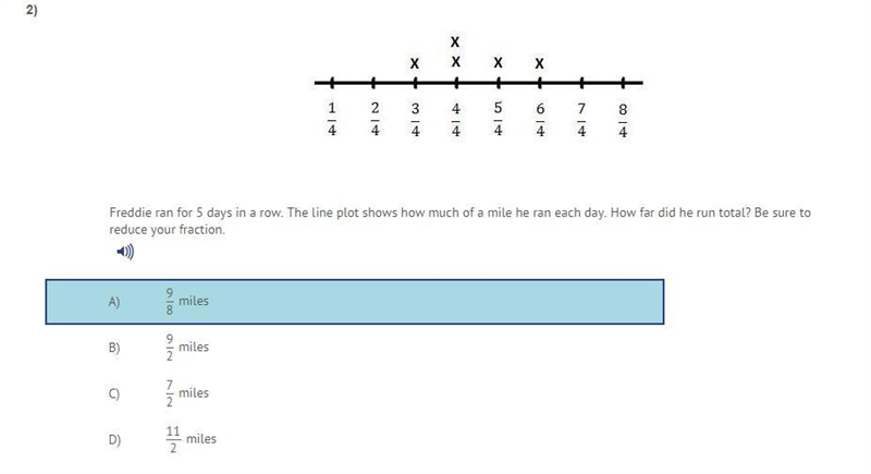 Freddie ran for 5 days in a row. The line plot shows how much of a mile he ran each-example-1