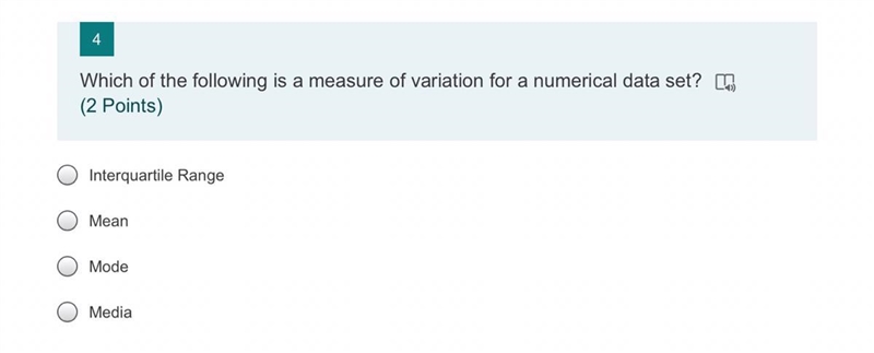 Which of the following is a measure of variation for a numerical data set ? Plz help-example-1