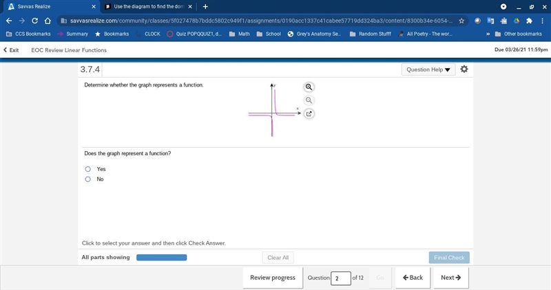 Determine whether the graph represents a function. Does the graph represent a function-example-1