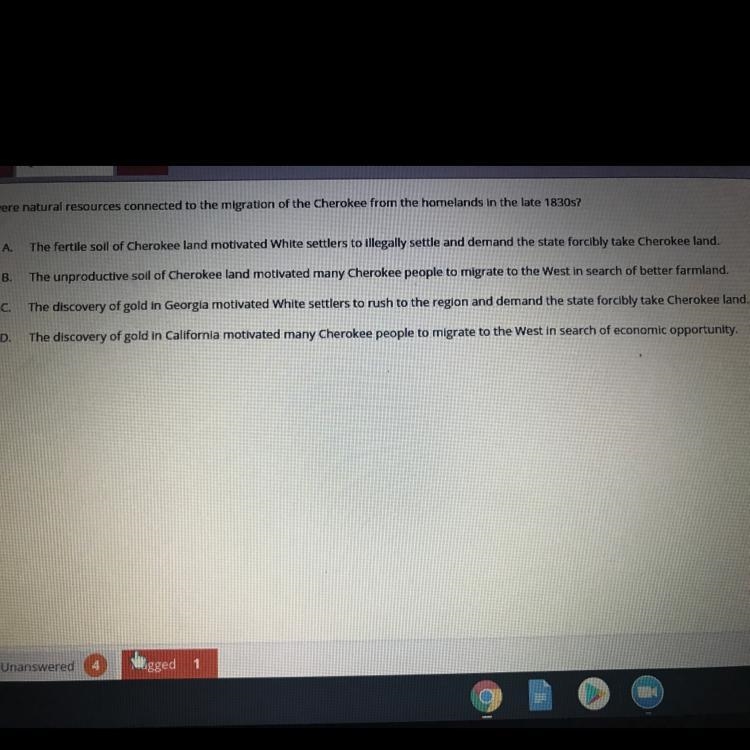 how were natural resources connected to the migration of the cherokee from the homelands-example-1