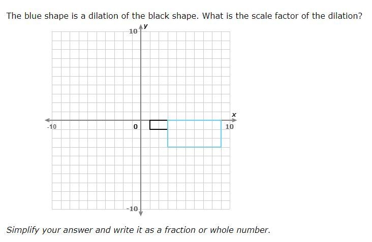 The blue shape is a dilation of the black shape. What is the scale factor of the dilation-example-1