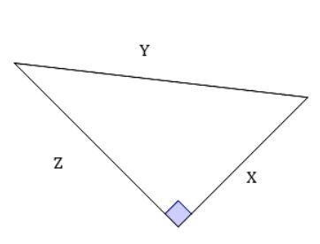 35. Which side of the triangle in the diagram is the hypotenuse? A. X B. Z C. C-example-1