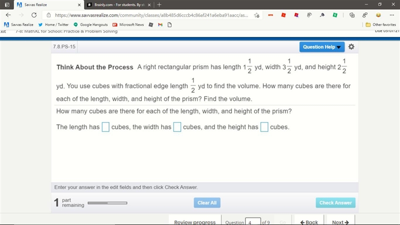 Hink About the Process A right rectangular prism has length ​, width ​, and height-example-1