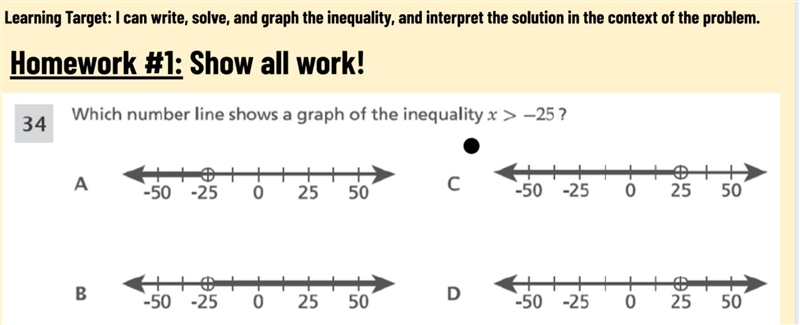 Which number line shows the solution to the inequality x>-25-example-1