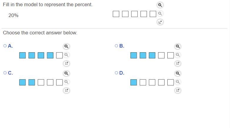 Fill in the model to represent the percent. 20 ​%-example-1