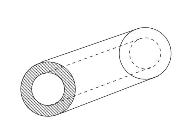 The diagram below shows a cross-section of a metal pipe, that has a length of 50 cm-example-1