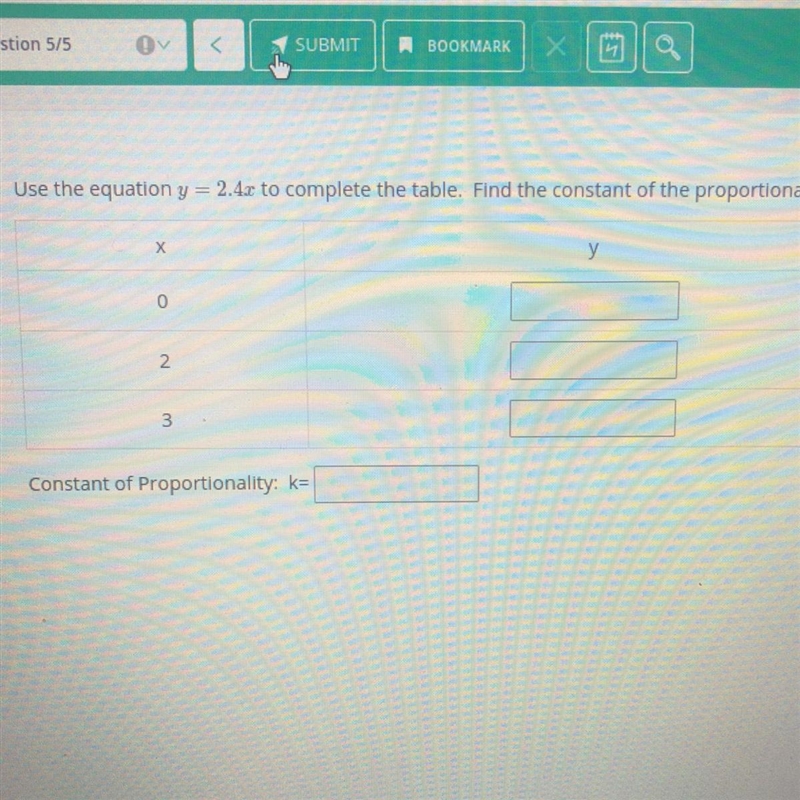 Fill the blank and the constant of proportionality: k =-example-1