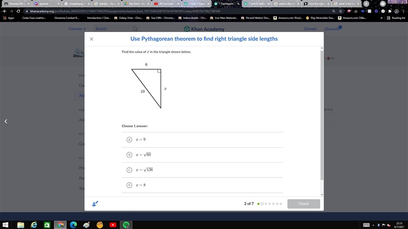 Aha I'm failing so if you could help that would be great :D. Find the value of x in-example-1