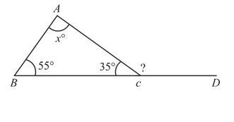 Part A Find the value of x in the following figure: Part B Find the measure of exterior-example-1