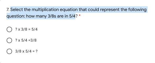 Select the multiplication equation that could represent the following question: how-example-1