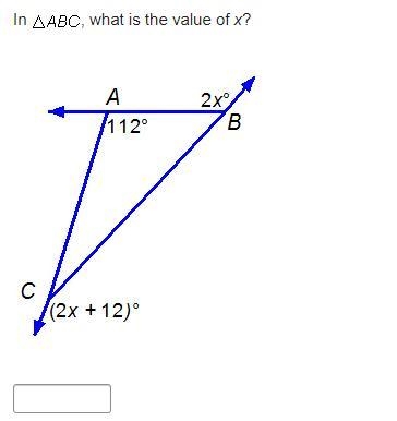 In Triangle A B C, what is the value of x?-example-1