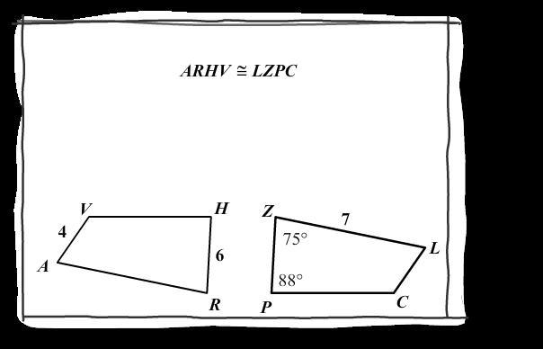 In the diagram, figure ARHV is congruent to figure LZPC. What is the length of side-example-1