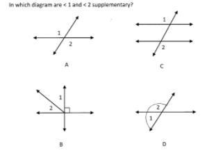 In which diagram are <1 and <2 supplementary?-example-1