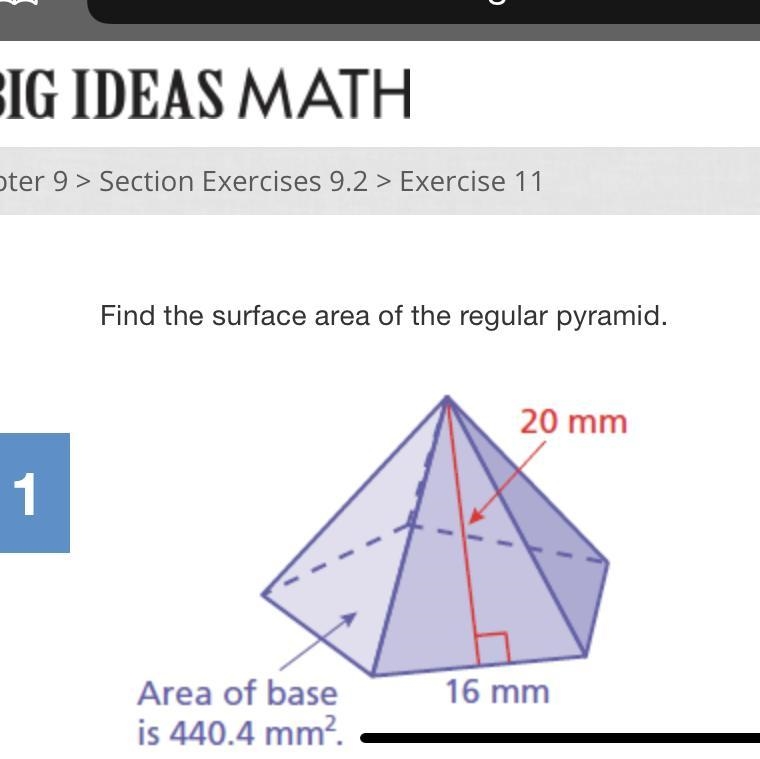 Find the surface are of the regular pyramid-example-1