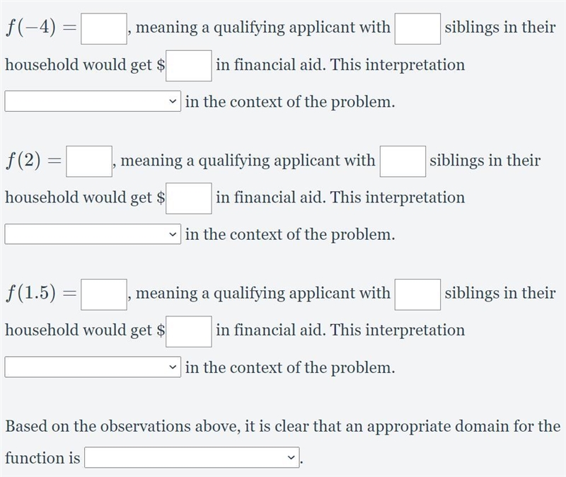 A college has a financial aid formula that applies to applicants whose family's income-example-1