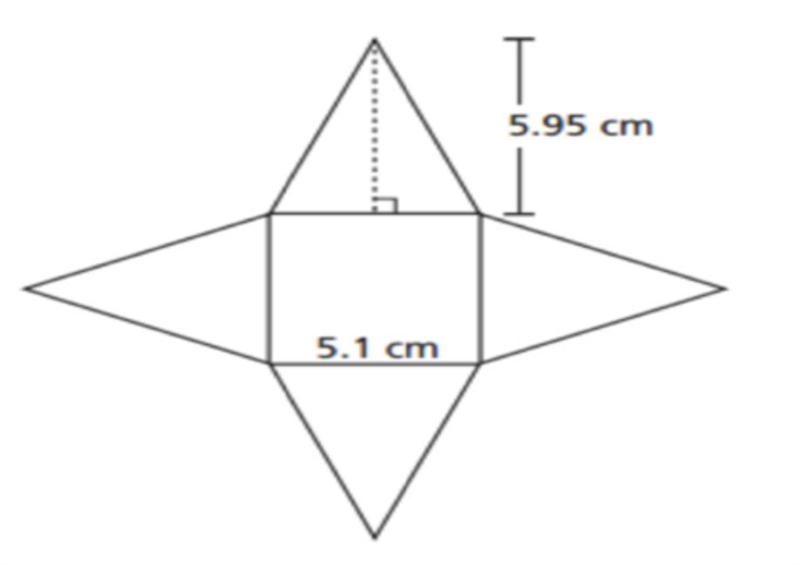 A net of a square pyramid is shown below. What is the surface area, in squared centimeters-example-1