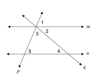 In the figure, line m is parallel to line n. The measure of angle 2 is 40 degrees-example-1