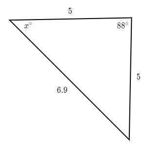 Find the value of x in the triangle shown below.-example-1